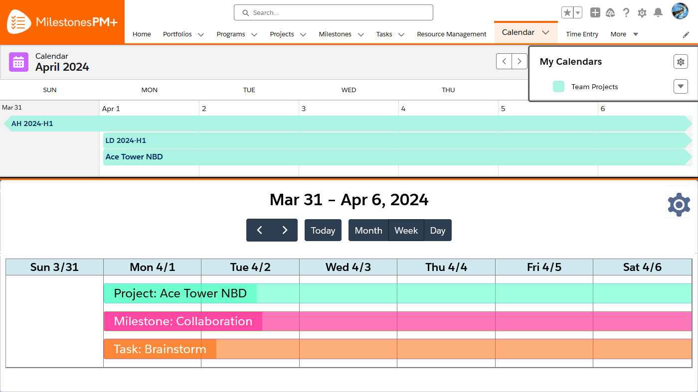 Project Task Sync to Salesforce Calendar, Events Milestones PM+ App